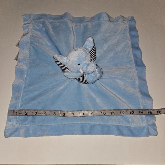 Carter's Blue Elephant Lovey Plush Baby Toy Rattle Striped Ears Arm Fleece Satin - Picture 8 of 8